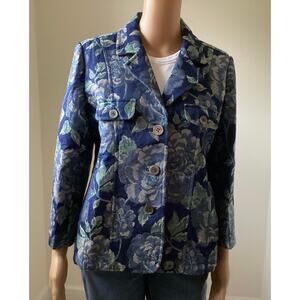 Monterey Bay Clothing Company floral jacket earthful collection size 10 blue